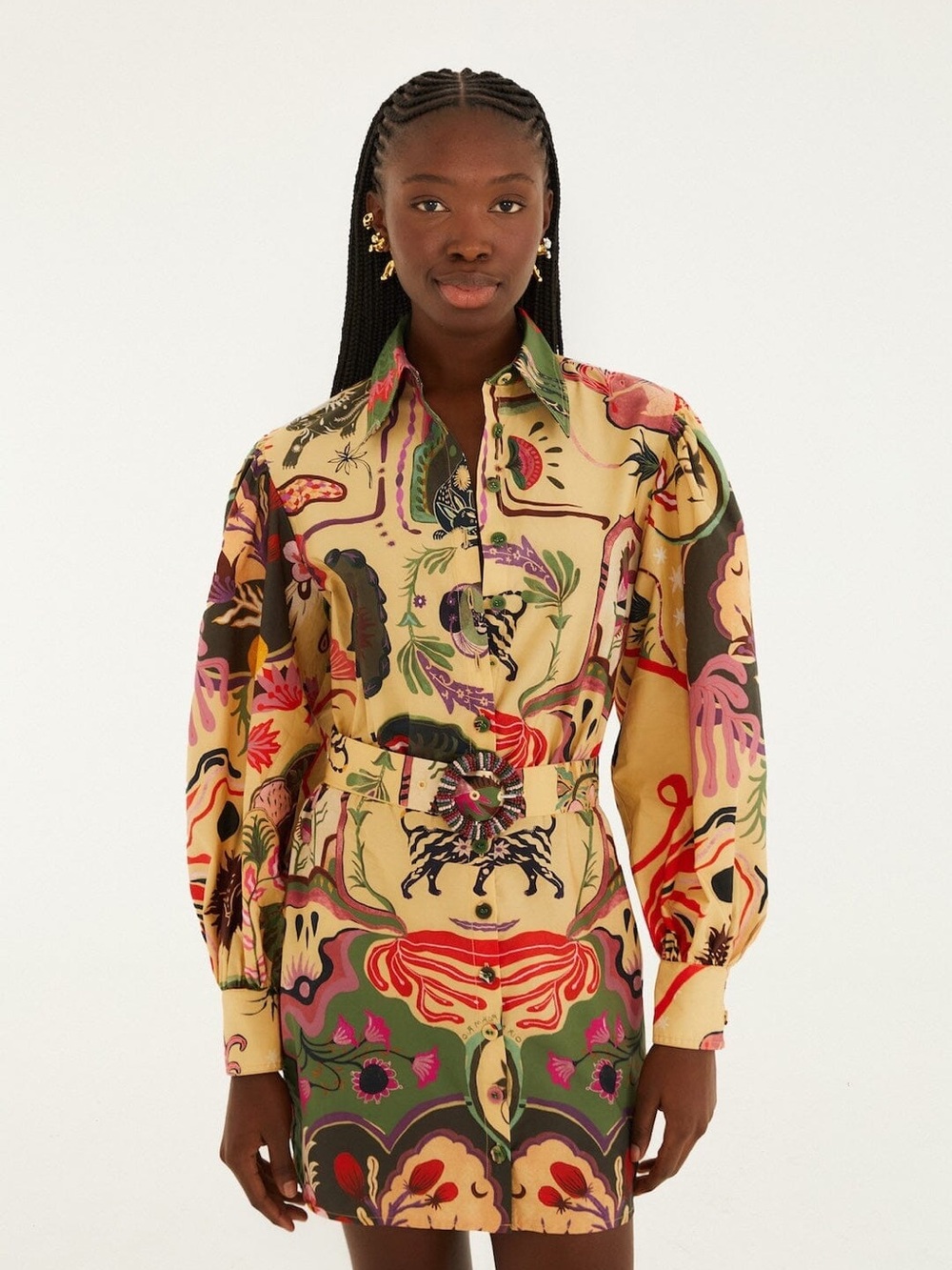 FARM Rio Cream Multi-Color Printed Mini Dress
